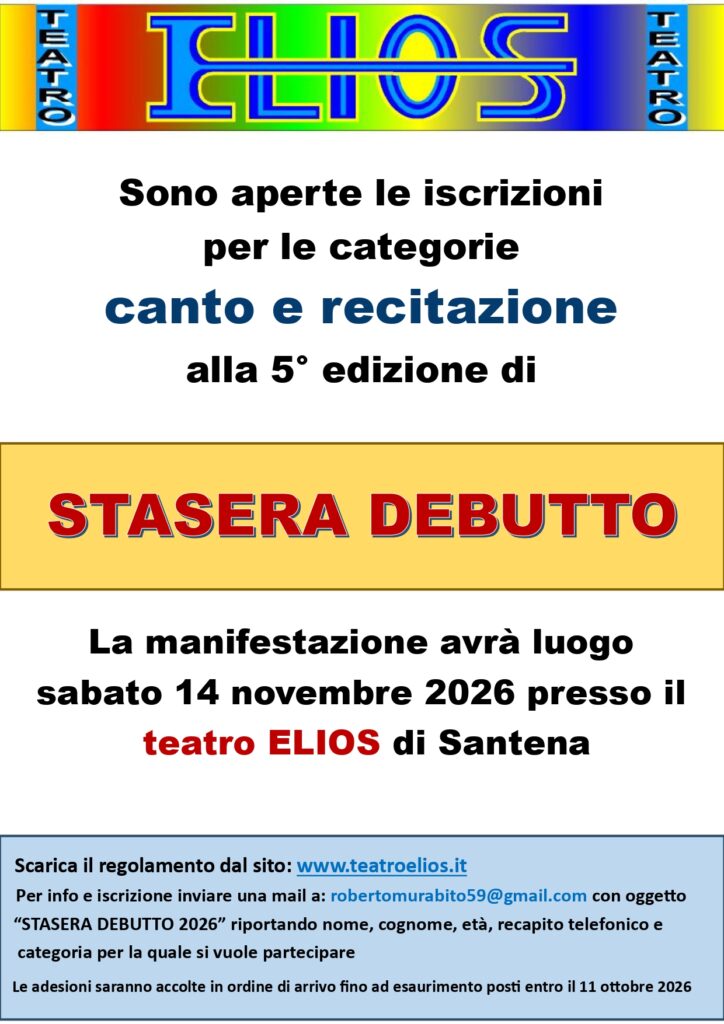 5^ edizione di Stasera Debutto - Iscriviti subito!